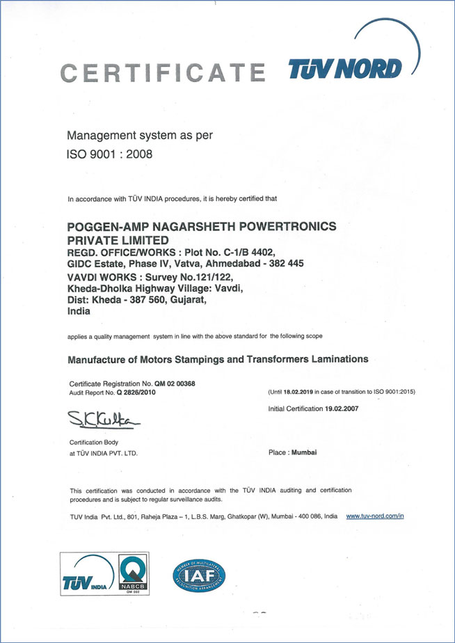ISO 9001:2008 certificate